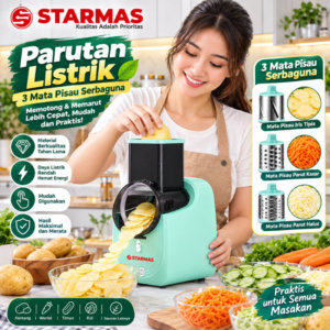 STARMAS Parutan Listrik 3 Mata Pisau Serbaguna untuk Kentang Wortel Timun Kol